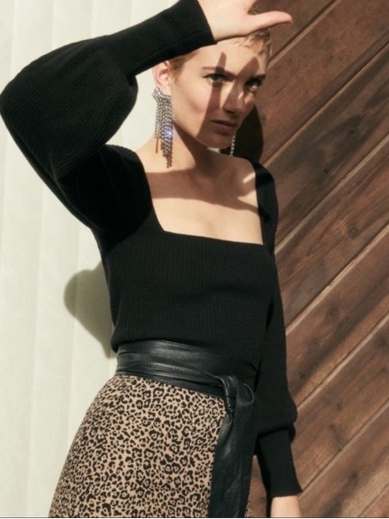 Reformation Sweaters - Reformation Isabel deep square neck cashmere ribbed sweater S